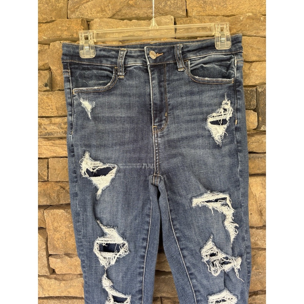 American Eagle super high rise jegging womens size 4 regular distressed stretch - Picture 2 of 10